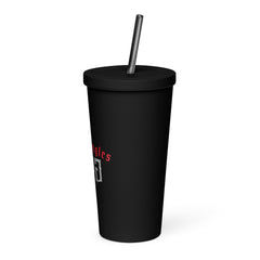 Insulated tumbler with a straw
