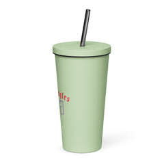 Insulated tumbler with a straw