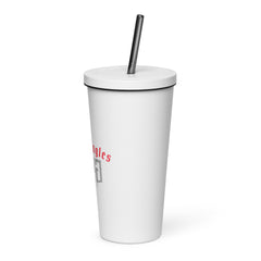 Insulated tumbler with a straw